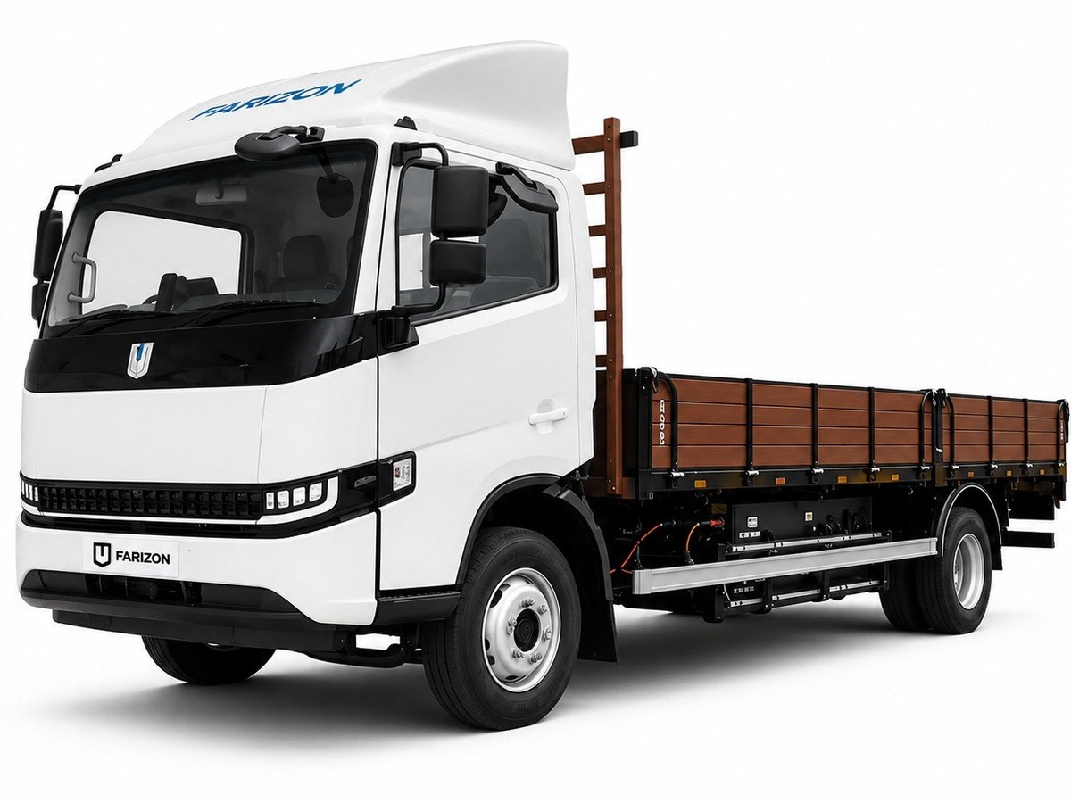 Farizon H9E — Farizon electric light truck, 9.8-tonne metal open-deck truck in 14 ft and 20 ft variants — CATL LFP, up to 372 km WLTP,