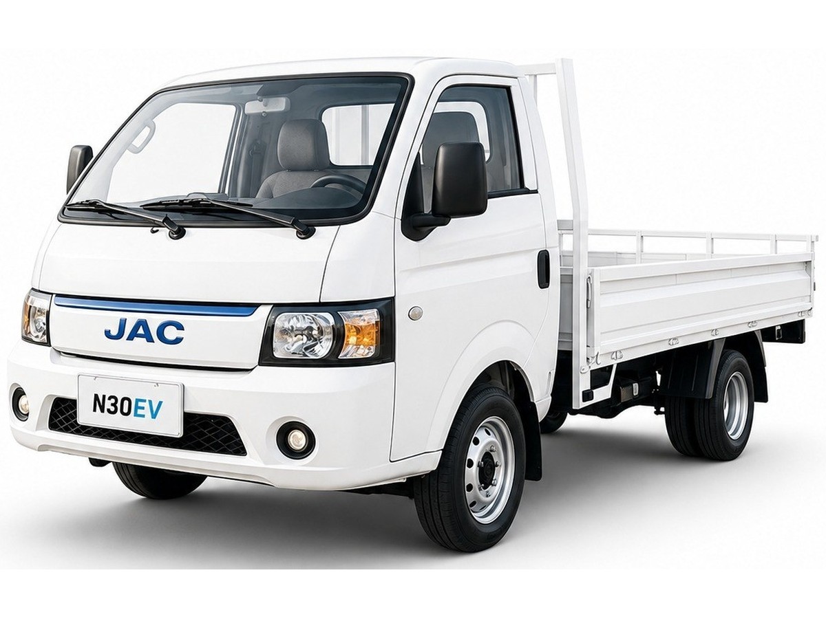JAC N30EV — JAC electric light truck, 3.5-tonne light-duty electric truck with 230 km ECO range, 63.75 kWh battery and 11 ft body.